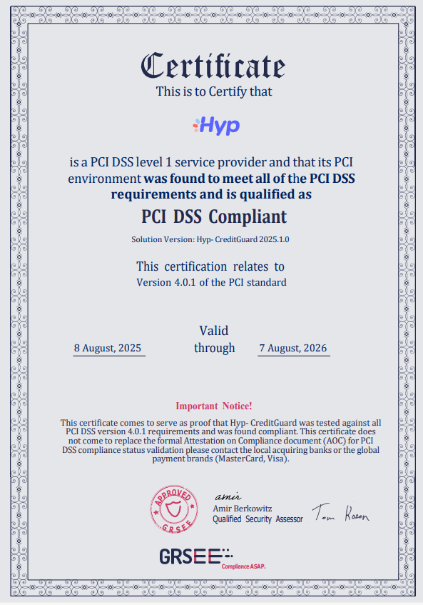 תעודת PCI Hyp