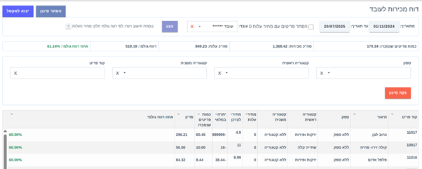איך מפיקים דוח מכירות לעובד?
