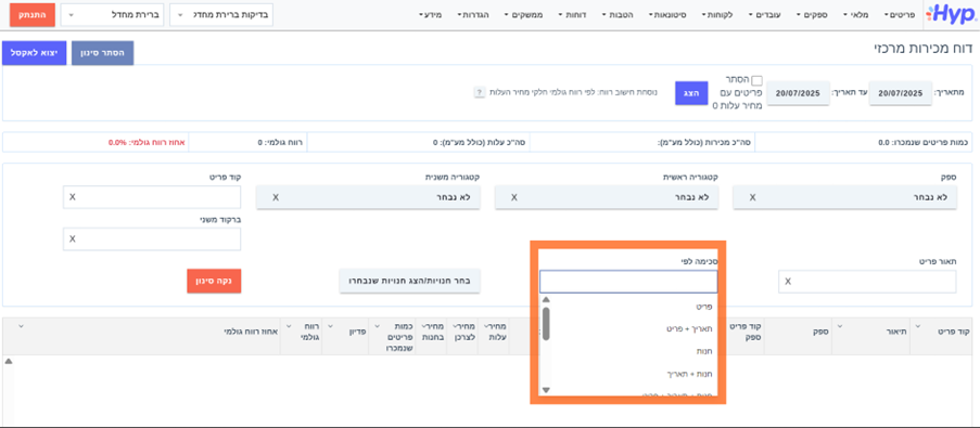 דוח מכירות רשתי