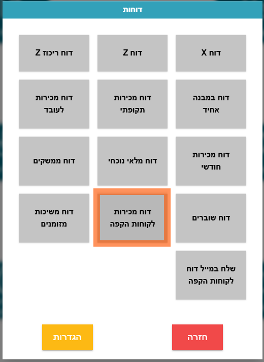 דוח מכירות לקוחות הקפה