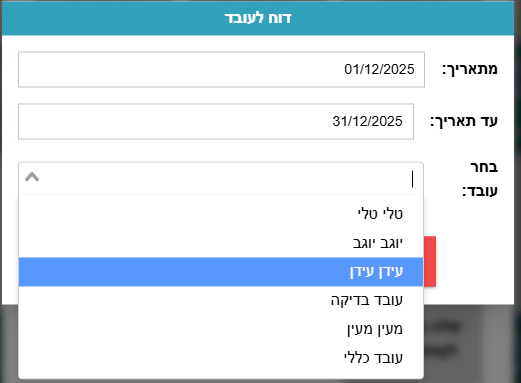 הפקת דוח מכירות לעובד